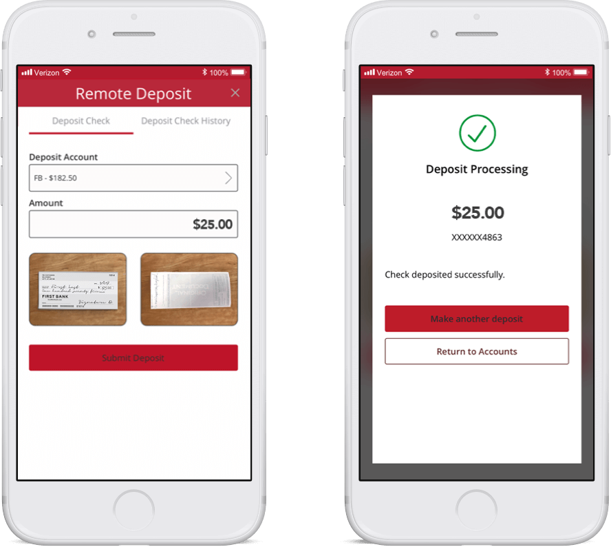 phone with lite Valley Credit Union mobile check deposit app